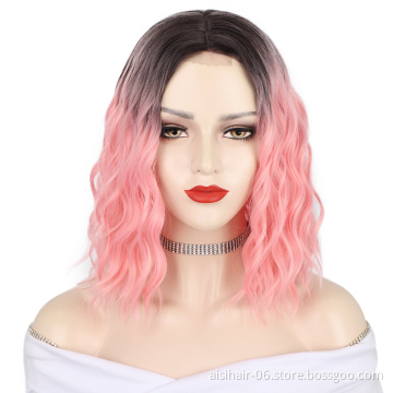 Aisi Beauty Ombre Pre Plucked Deep Wave Wholesale For Women Heat Resistant Short Bob Cut Wigs Lace Front Synthetic